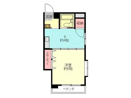 サンシティ金池(1K/4階)の間取り写真