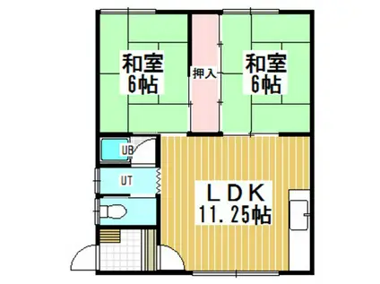 高木美園アパート(2LDK/2階)の間取り写真