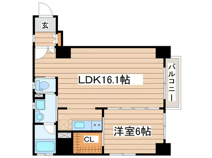 KDXレジデンス一番町(1LDK/8階)の間取り写真