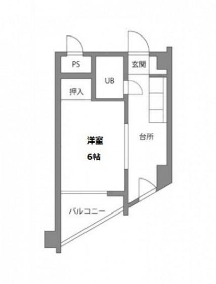 平井ビル(1K/2階)の間取り写真