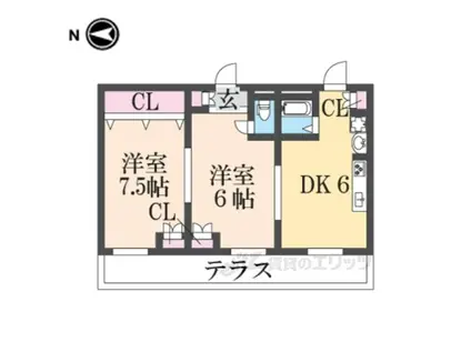 ランドヒルパ-トⅢ(2DK/1階)の間取り写真