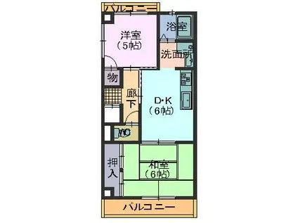 アイリス中平(2DK/3階)の間取り写真