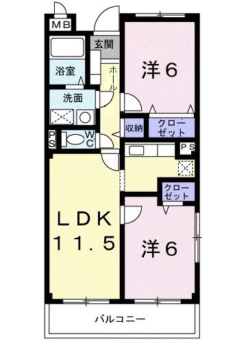 ディアコート・M(2LDK/2階)の間取り写真