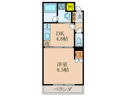 セントポーリア嵯峨野清水町(1DK/1階)の間取り写真