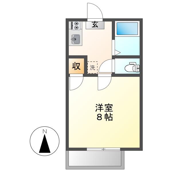 グリーンクラーク(1K/2階)の間取り写真