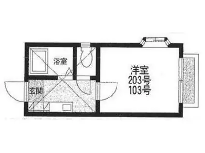 第3枡形ハイム(ワンルーム/2階)の間取り写真
