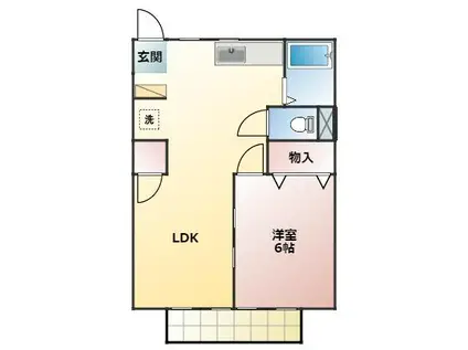 レスカール二本松(1LDK/1階)の間取り写真
