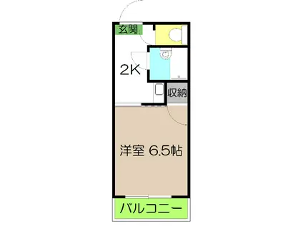朝倉ルートハイツ学生プラン(1K/1階)の間取り写真