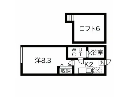 ルーセントヒル小樽(1K/1階)の間取り写真