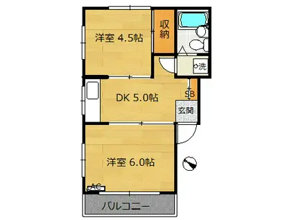 GRAND HARMONY IX(2DK/3階)の間取り写真