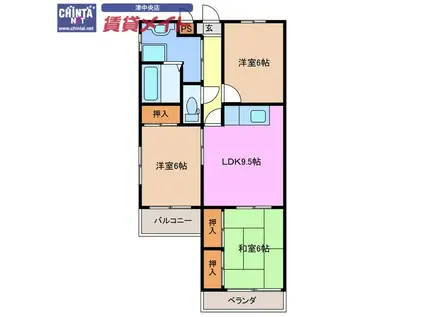 メゾンタキノ(3DK/2階)の間取り写真