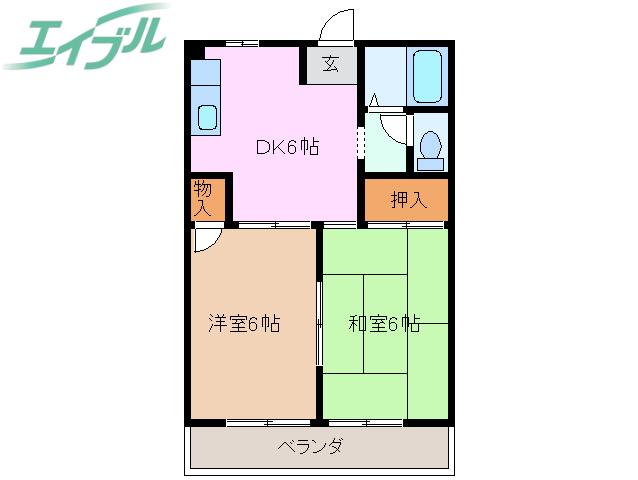 コーポ城西(2DK/1階)の間取り写真