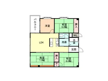 ロイヤルハイツ(4LDK/3階)の間取り写真