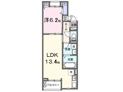 クオーレ III(1LDK/3階)の間取り写真