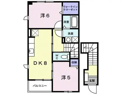 カリーノ(2DK/2階)の間取り写真