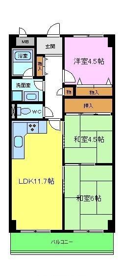 プローブ羽衣(3LDK/3階)の間取り写真