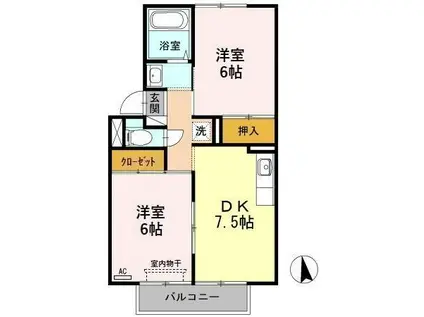 プレジールマーチA(2DK/2階)の間取り写真