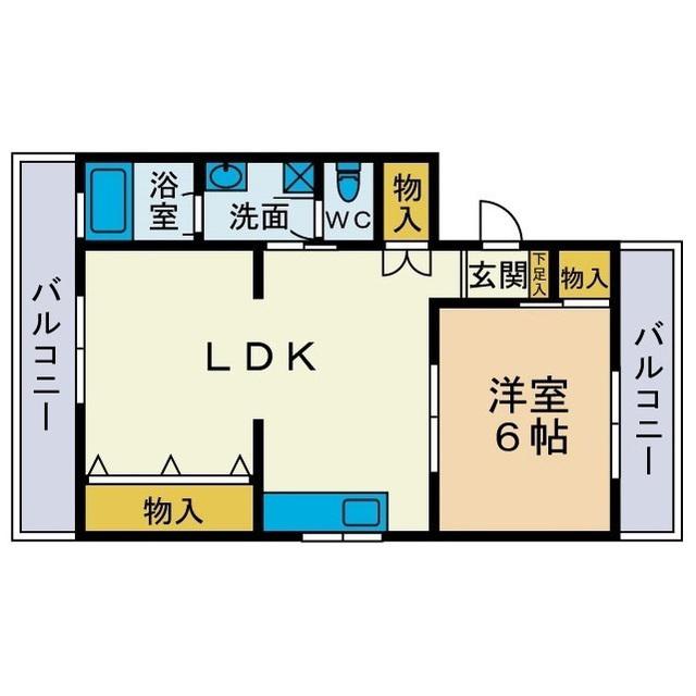 大六天マンション(1LDK/1階)の間取り写真