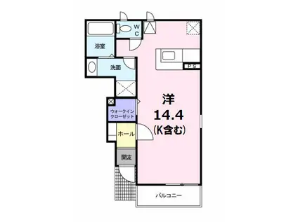 アップルン(ワンルーム/1階)の間取り写真