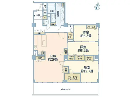 日商岩井音羽マンション(3LDK/12階)の間取り写真