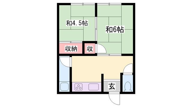 田中荘(2DK/2階)の間取り写真