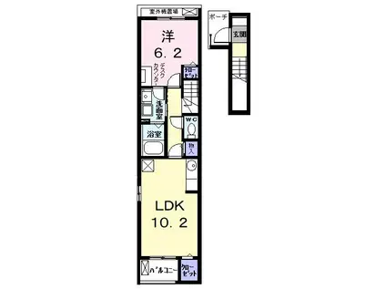 KPUSE(1LDK/2階)の間取り写真