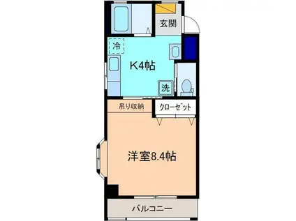 ノースヴィレッジII(1K/3階)の間取り写真