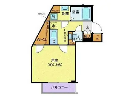 ディアレイシャス池尻大橋(1K/2階)の間取り写真