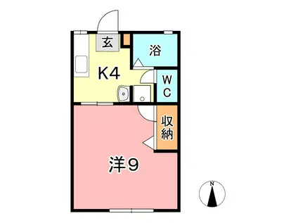 コーポステップII(1K/2階)の間取り写真