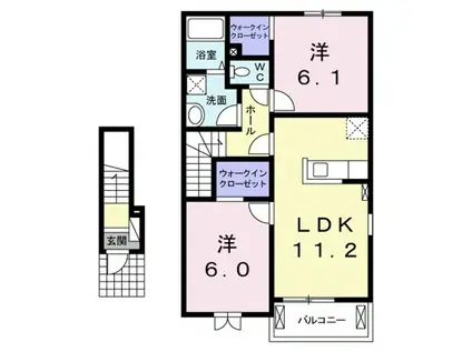 ハウスアイ A(2LDK/2階)の間取り写真