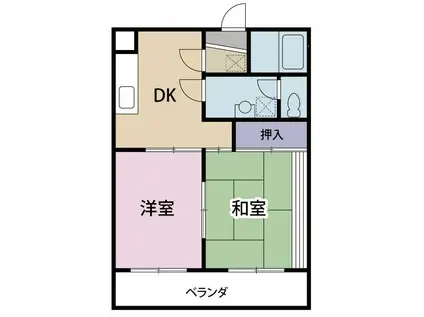 マーキュリーII(2DK/1階)の間取り写真