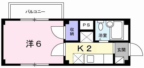 ニューサンライズ(1K/2階)の間取り写真