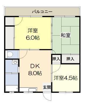 第3鶴田アパート(3DK/3階)の間取り写真
