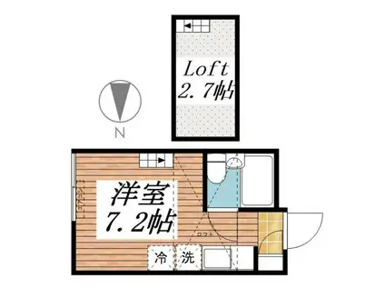 セブンハイツ(ワンルーム/2階)の間取り写真
