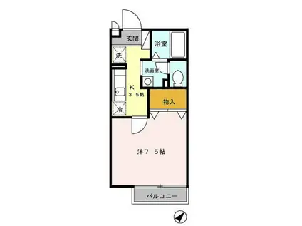 パインヒル鵠沼(1K/1階)の間取り写真