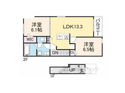 グラン・サフィールⅠ(2LDK/2階)の間取り写真