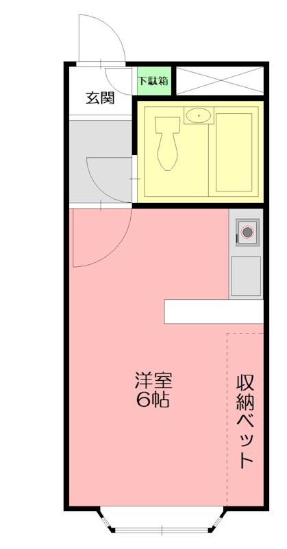 メゾンド萩(ワンルーム/1階)の間取り写真