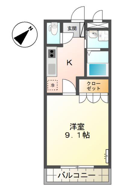 PLASIR(1K/2階)の間取り写真