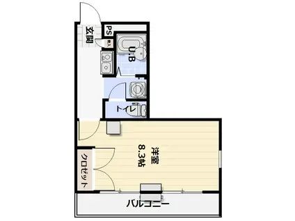 チューダーL東力(1K/1階)の間取り写真