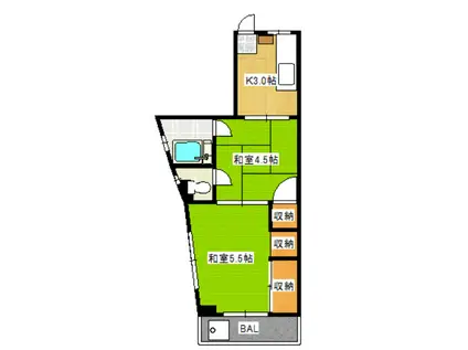 村上マンション(2K/4階)の間取り写真