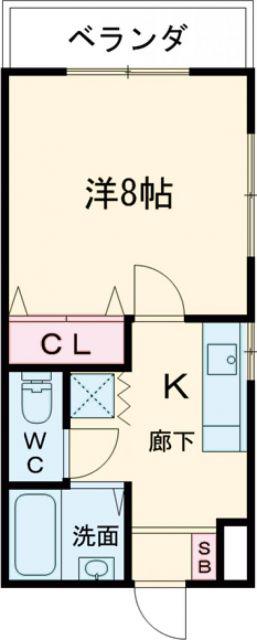 プチグランド(1K/2階)の間取り写真
