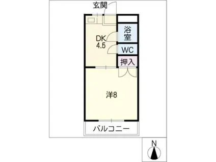 ドミール藤I(1K/2階)の間取り写真