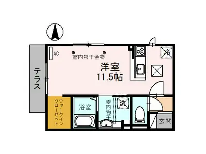 メリオル寺中(ワンルーム/1階)の間取り写真