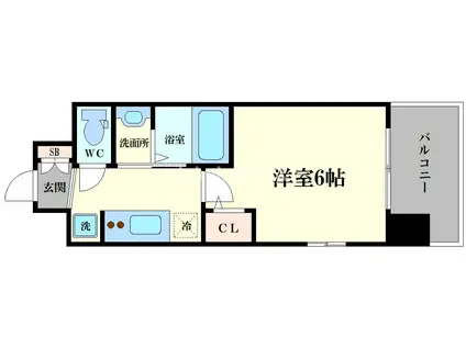 エステムコート大阪ウエストII(1K/11階)の間取り写真