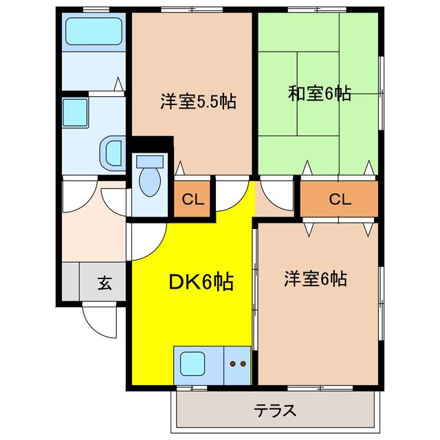 ロイヤルヒルズM(3DK/2階)の間取り写真