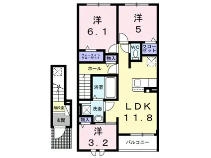 ポンテアルト池上B(3LDK/2階)の間取り写真