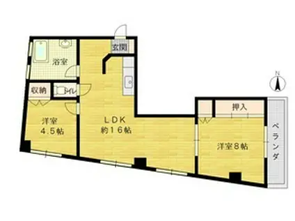 千里富士ビル(2LDK/4階)の間取り写真