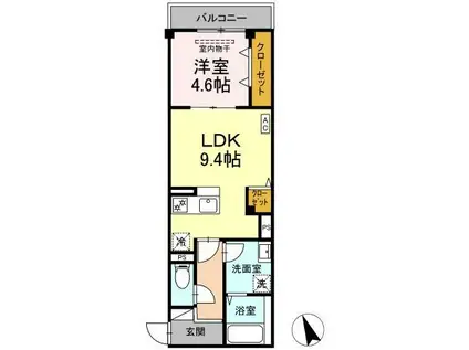 スカイ エレジデンスツカゴシ(1LDK/4階)の間取り写真