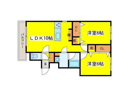 フラット佳月(2LDK/3階)の間取り写真