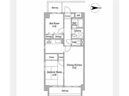 ラフィネ武蔵小山(2DK/8階)の間取り写真